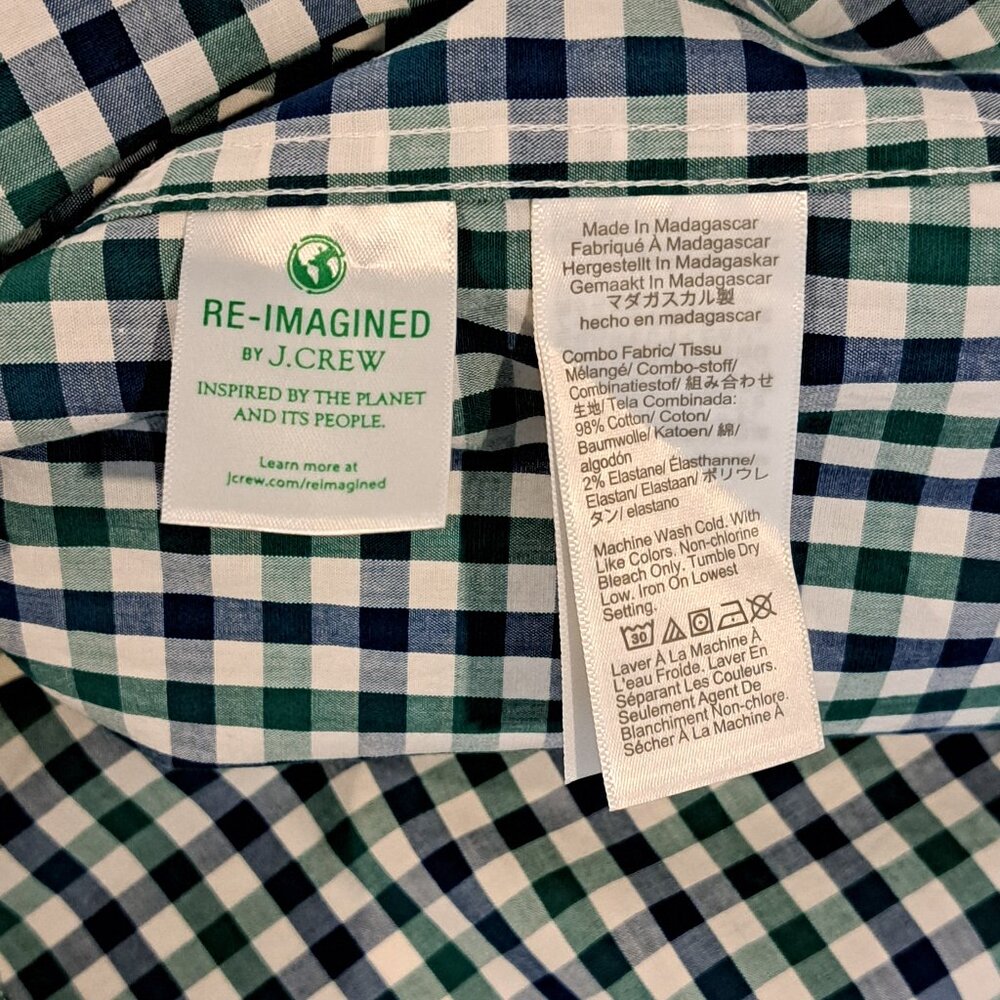 J. Crew Men's L Slim Untucked Flex Washed Long Sleeve Plaid Shirt Style #BE209 - Picture 7 of 13